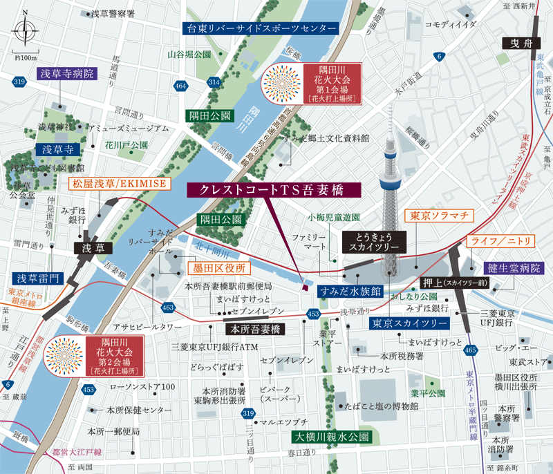 クレストコートTS吾妻橋　現地案内図